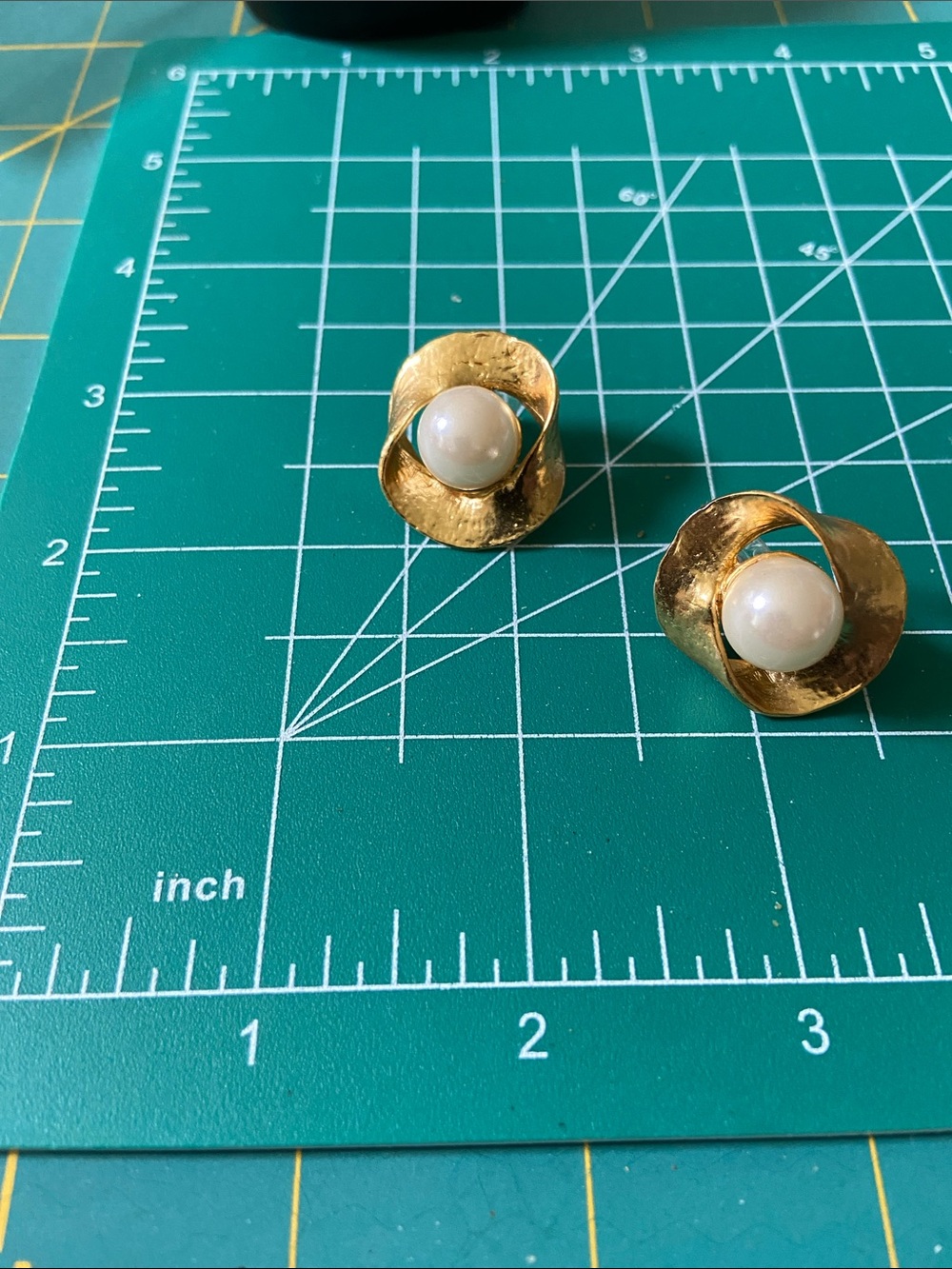 Gold tone Pearl Dome Earrings - Women Jewelry